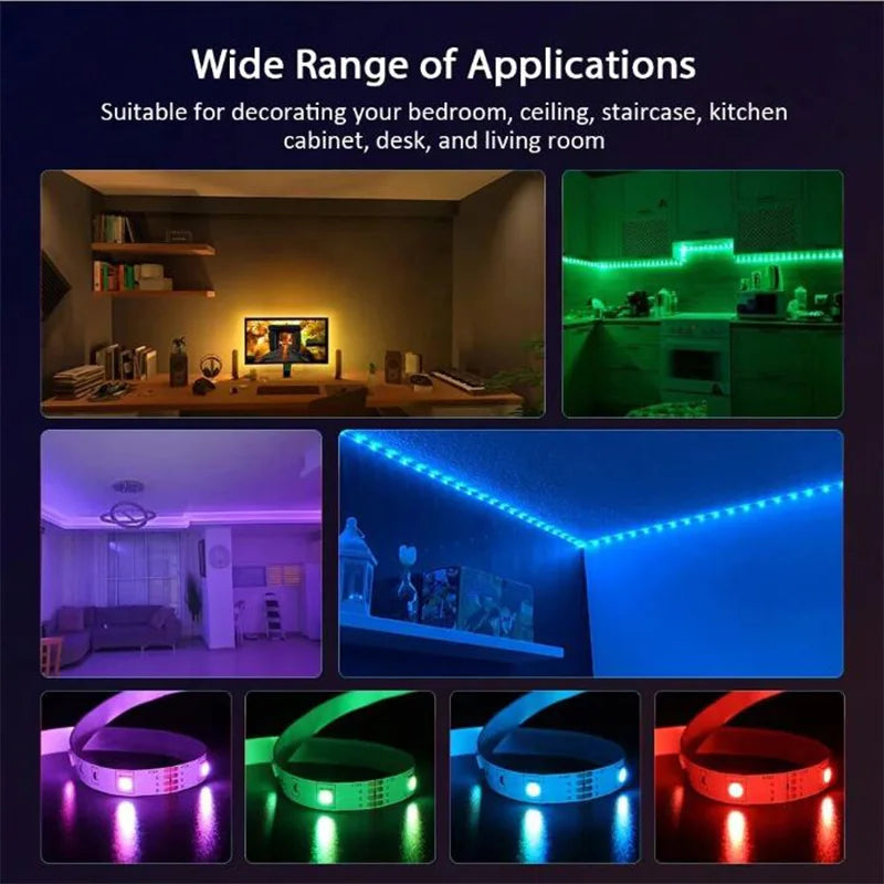 1-30M LED Strip Light WIFI 5050 RGB USB Bluetooth APP Control Flexible Ribbon Tape Self-adhesive For Festival Party TV Desk Room