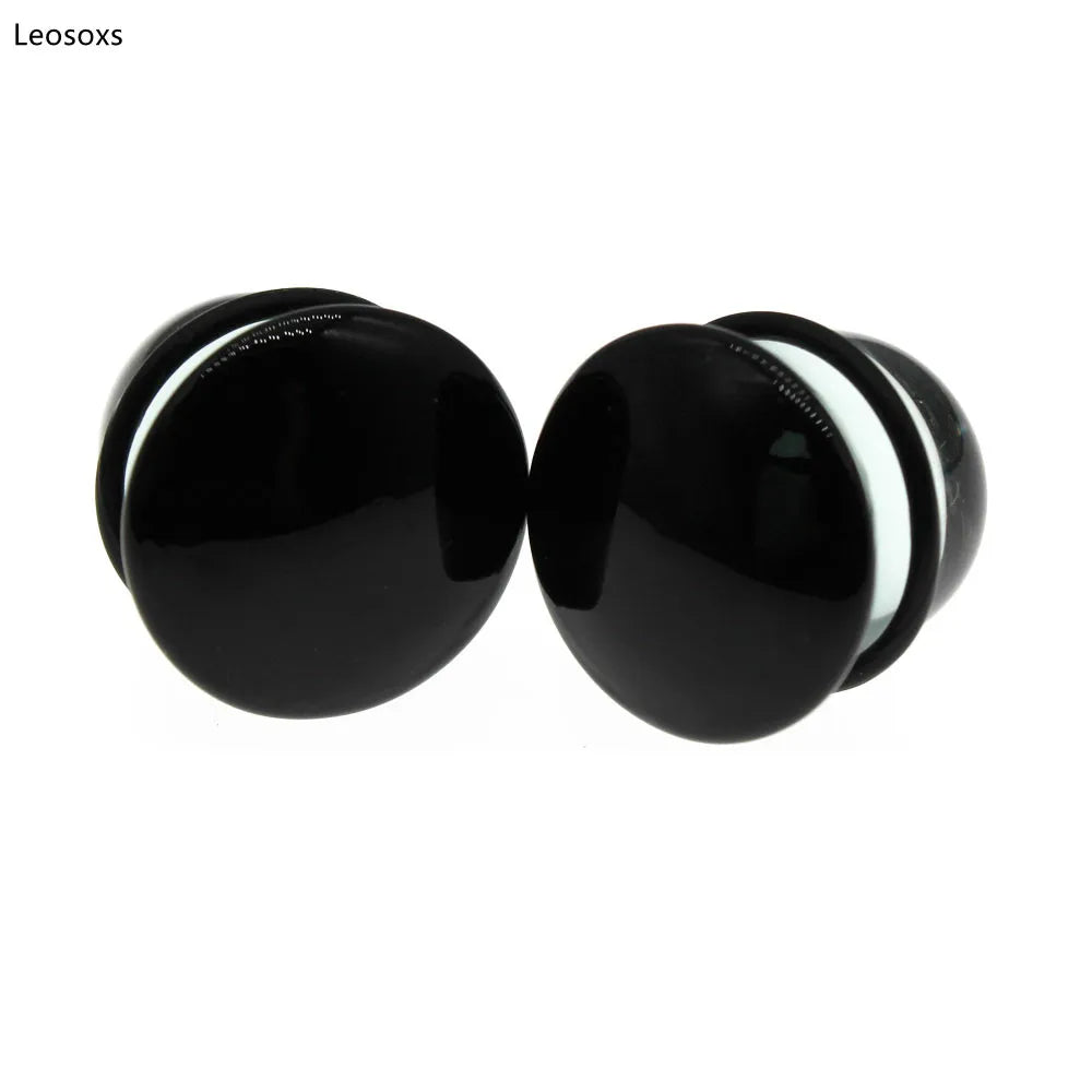 Leosoxs 2 Pcs 6-25mm Ear Expander Glass Ear Expander Auricle Earrings Body Piercing Jewelry Earplugs