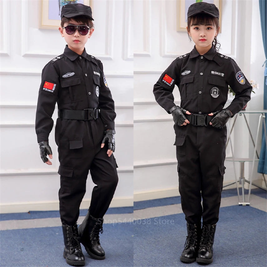 Anime Clothes Costume Policemen Special Carnival Party Holloween Party Uniform for Children Kids Army Boy and Girl 110-160CM