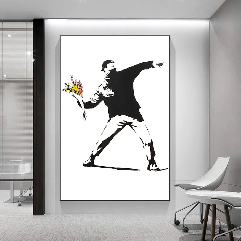 Banksy Pop Art Abstract Characters Canvas Paintings Girl and Red Balloon Posters Prints Wall for Living Room Wall Decor Cuadros