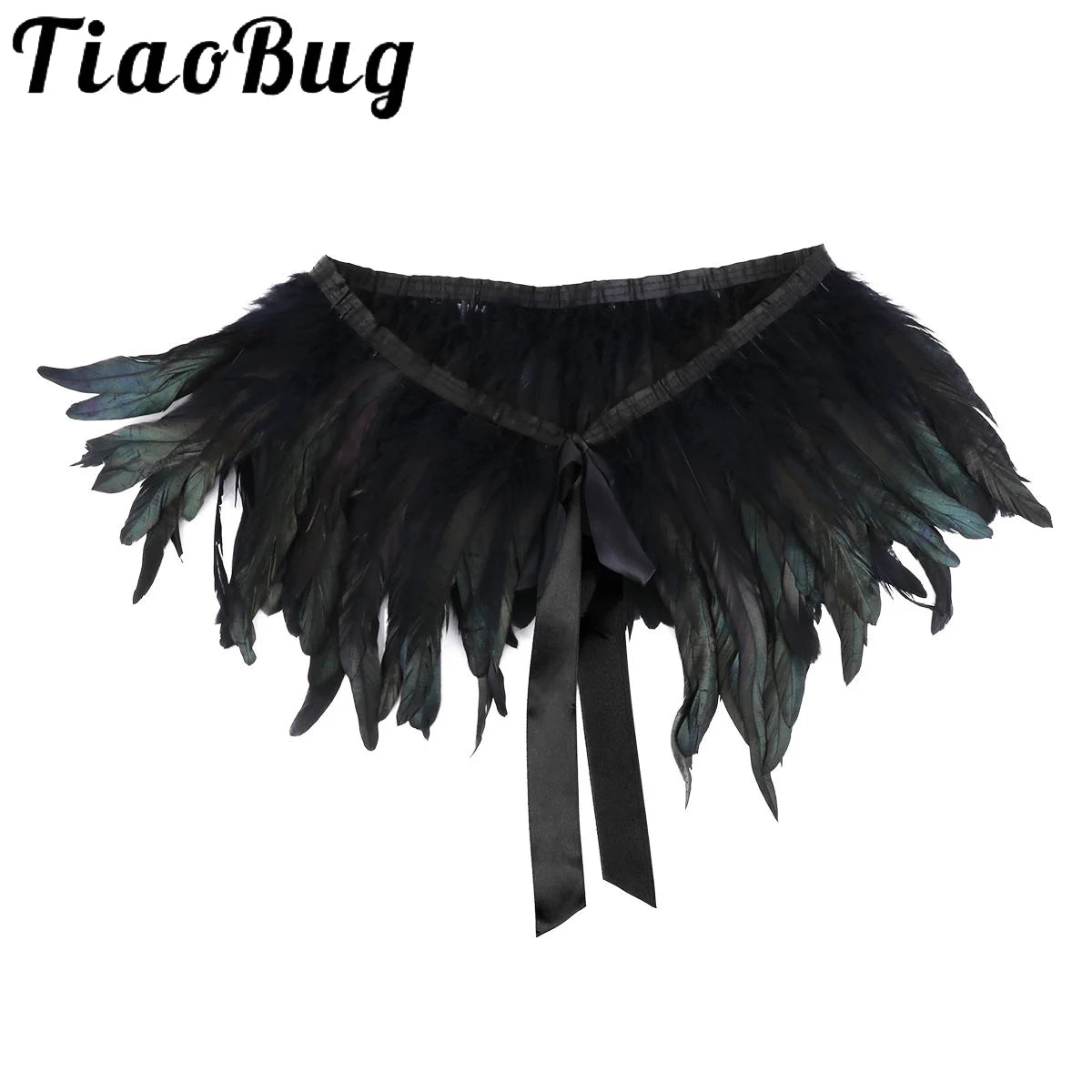 Women Gothic Birds Feather Cape Shawl Collar Festival Rave Performance Costume Holloween Cospaly Accessories Funny Party Harness