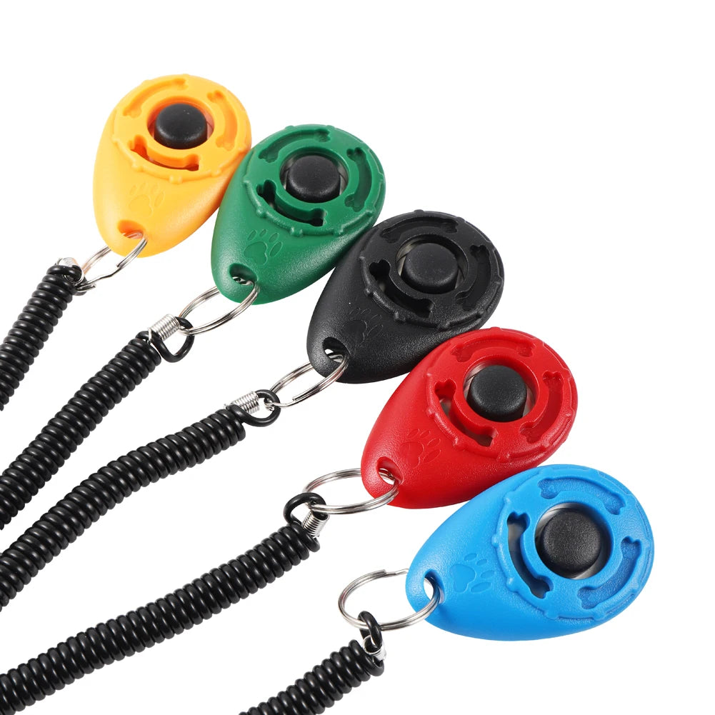 Dog Training Clicker Pet Cat Plastic New Dogs Click Trainer Aid Tools Adjustable Wrist Strap Sound Key Chain Dog Supplies