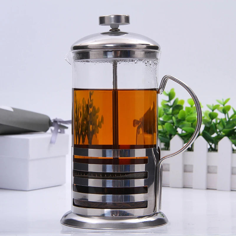 Manual Coffee Espresso Maker Pot French Coffee Tea Percolator Filter Stainless Steel Glass Teapot Cafetiere Press Plunger 350ml