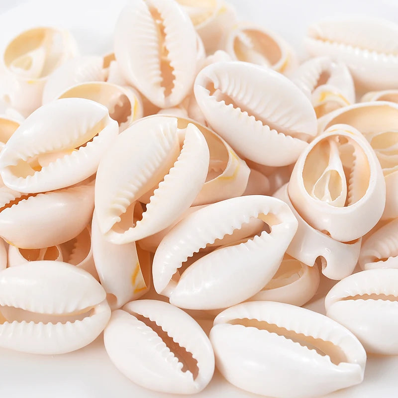 Natural White Oval Shell Beads with Holes Cowrie Conch Handmade Loose Spacer Beads for Jewelry Making Bracelet Necklace Findings