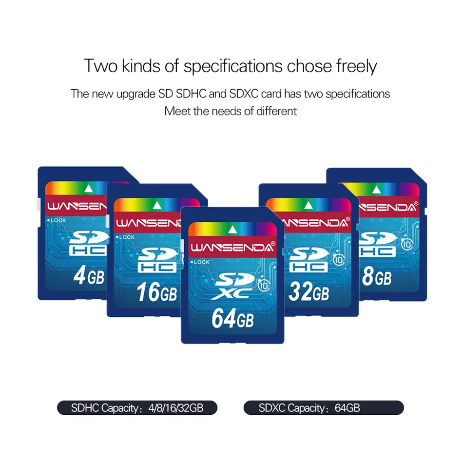 Full Size SD Card Wansenda Real Capacity 4GB 8GB 16GB 32GB 64GB SD Card Memory Card for Camera Notebook Digital Devices Storage