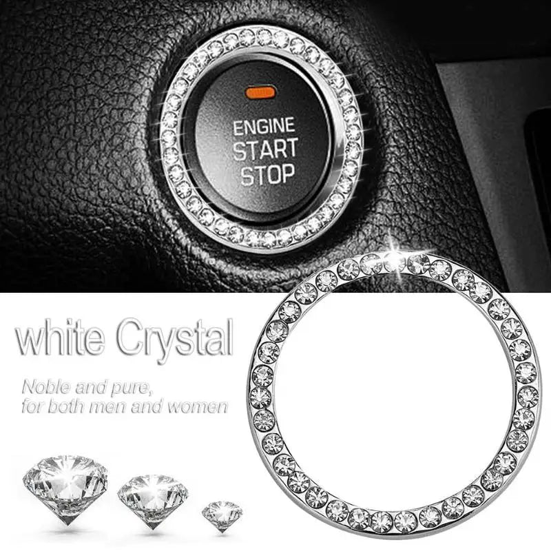 Crystal Engine Ignition Onekey Start Stop Push Button Switch Protective Cover Bling Girls Auto Accessories Car Interior Decor