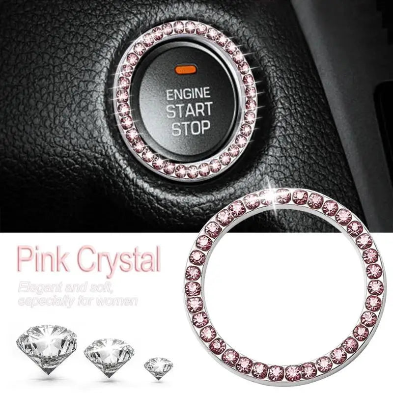 Crystal Engine Ignition Onekey Start Stop Push Button Switch Protective Cover Bling Girls Auto Accessories Car Interior Decor