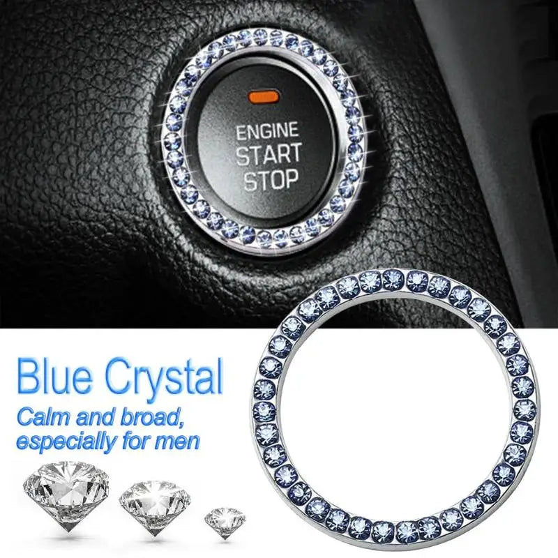 Crystal Engine Ignition Onekey Start Stop Push Button Switch Protective Cover Bling Girls Auto Accessories Car Interior Decor