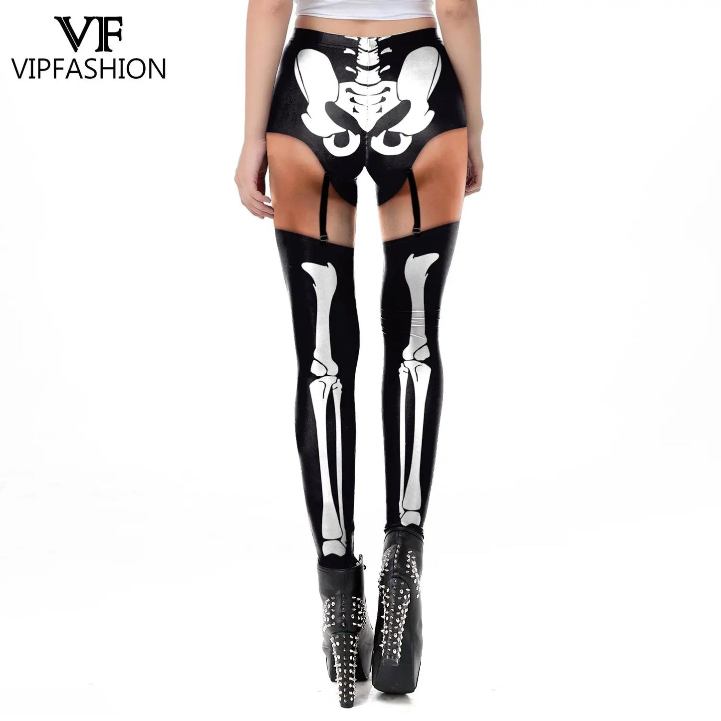 VIP FASHION Skeleton Women Leggings Cosplay Sexy Elastic Skinny Pants Holloween Costume 3D Printed Workout Fitness Leggings