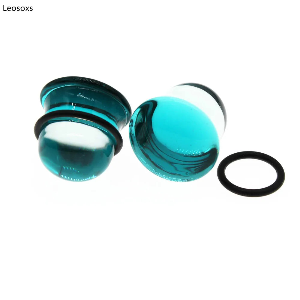 Leosoxs 2 Pcs 6-25mm Ear Expander Glass Ear Expander Auricle Earrings Body Piercing Jewelry Earplugs