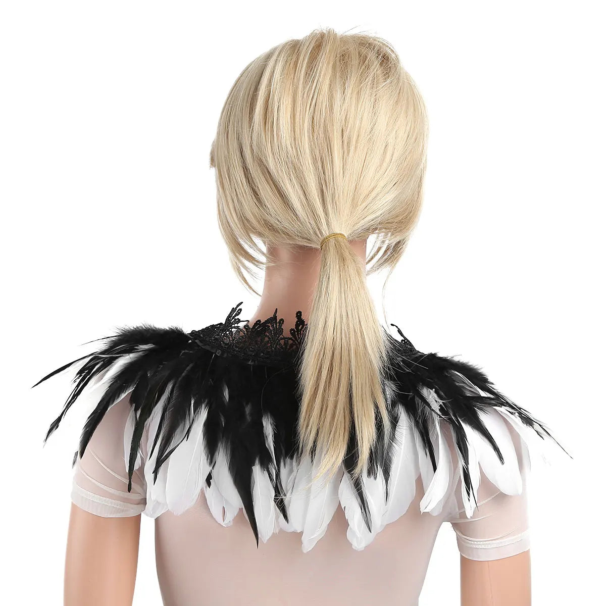 Women Gothic Birds Feather Cape Shawl Collar Festival Rave Performance Costume Holloween Cospaly Accessories Funny Party Harness