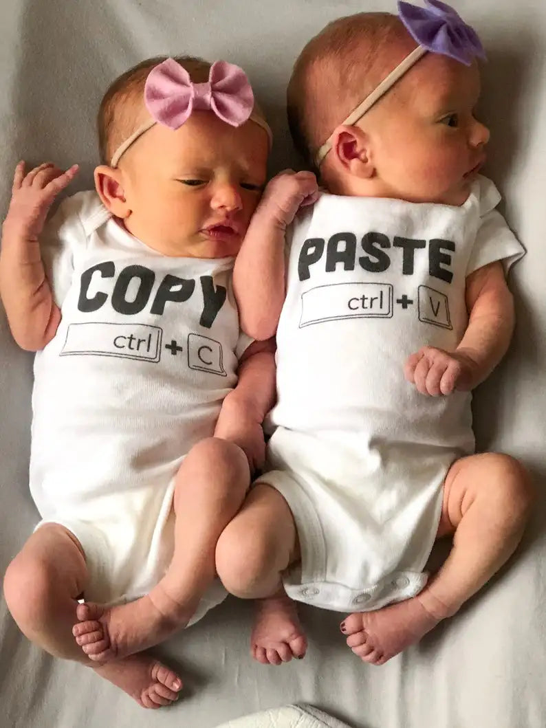 Copy Paste Twins  Twins Announcement Gifts for Twins Baby Shower Gift for Boys Girls Identical Twins Bodysuits Wear