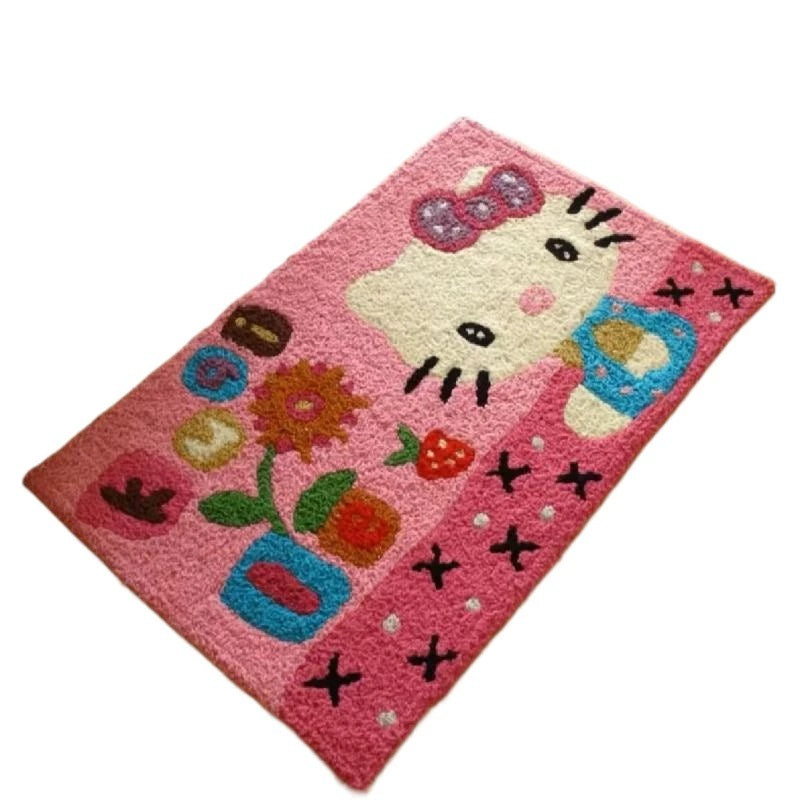 Kitty Plaid Living Room Entrance Door Mat Bedroom Stuffed