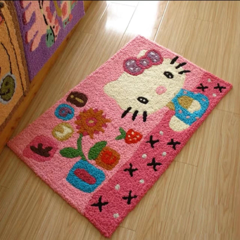 Kitty Plaid Living Room Entrance Door Mat Bedroom Stuffed