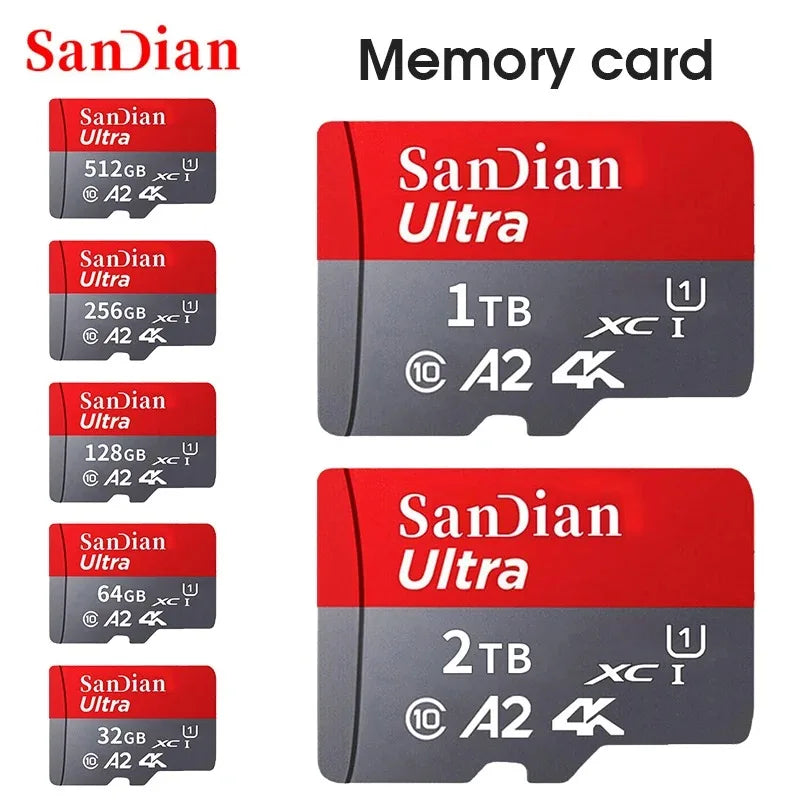 Original Micro TF SD Card 512GB 256GB 128GB 64GB A2 C10 TF Card Usb Flash 32GB Memory Card 100mb/s SD Card With SD Adapter