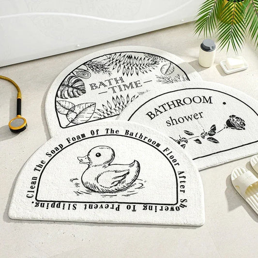 1pc Bathroom Mat Semicircle Floor Rugs  Entrance Door Mats Non-slip Mats Cartoon Rug Dustproof Absorbent Carpet Bath Tub Carpets