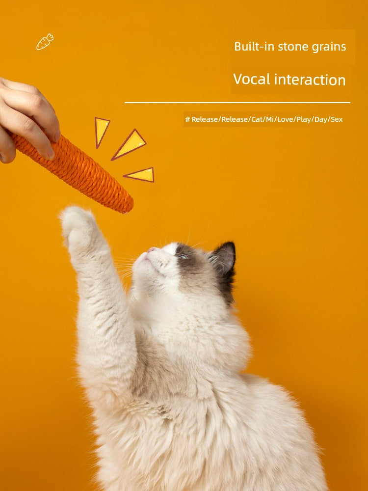 Cute Sound Carrot Grinding Claw Relieving Stuffy Cat Toy