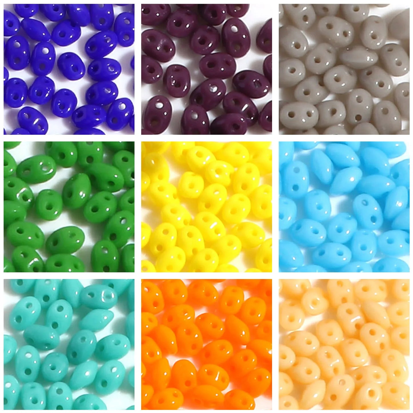 Glass Twin Hole Seed Two Hole Twin Seed Beads Multicolor Opaque Spacer Beads DIY Jewelry 5mmx4mm,1Bottle(10g-Approx 150 PCs)