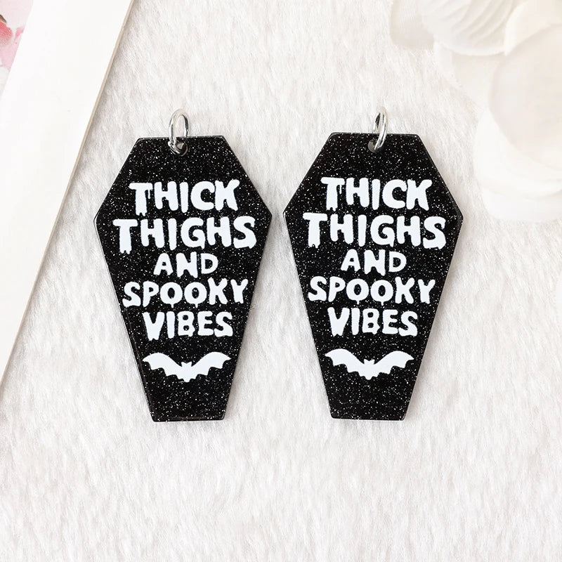 10Pcs Halloween Charms Coffin Thick Thighs And Spooky Vibes  Jewelry Findings Earring Pendant Necklace DIY Making Accessories