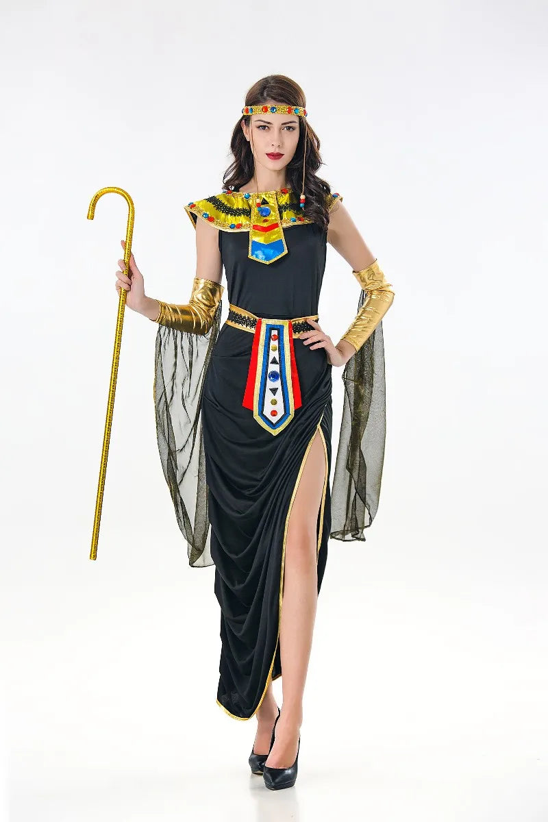 Black Sexy Ancient Cleopatra Cosplay Greek Goddess Costume Halloween Party Female Fancy Dress  holloween costumes