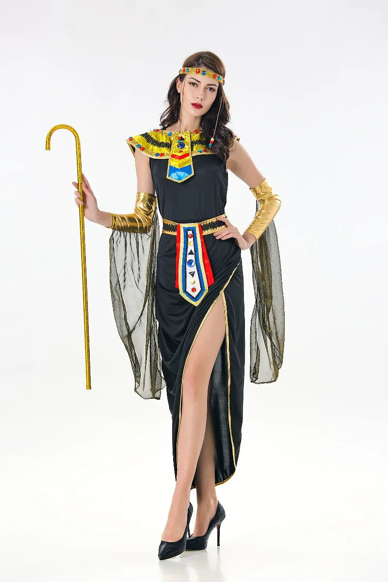 Black Sexy Ancient Cleopatra Cosplay Greek Goddess Costume Halloween Party Female Fancy Dress  holloween costumes