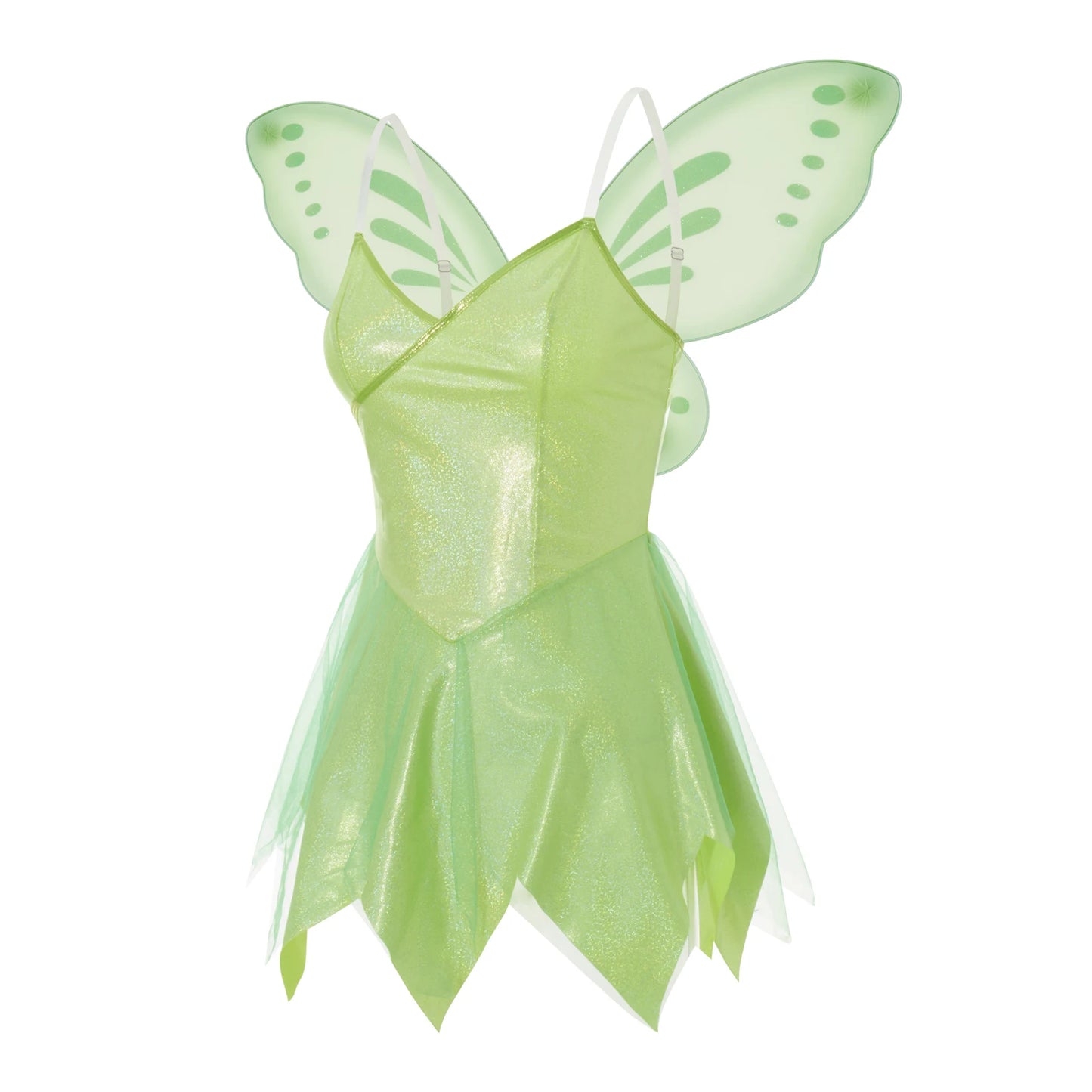 Holloween Women Slip Dress Sleeveless Mini Dress with Butterfly Wings Fairy Cosplay Costume