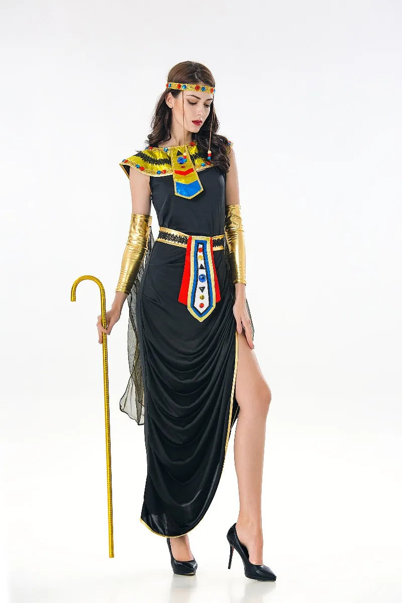 Black Sexy Ancient Cleopatra Cosplay Greek Goddess Costume Halloween Party Female Fancy Dress  holloween costumes