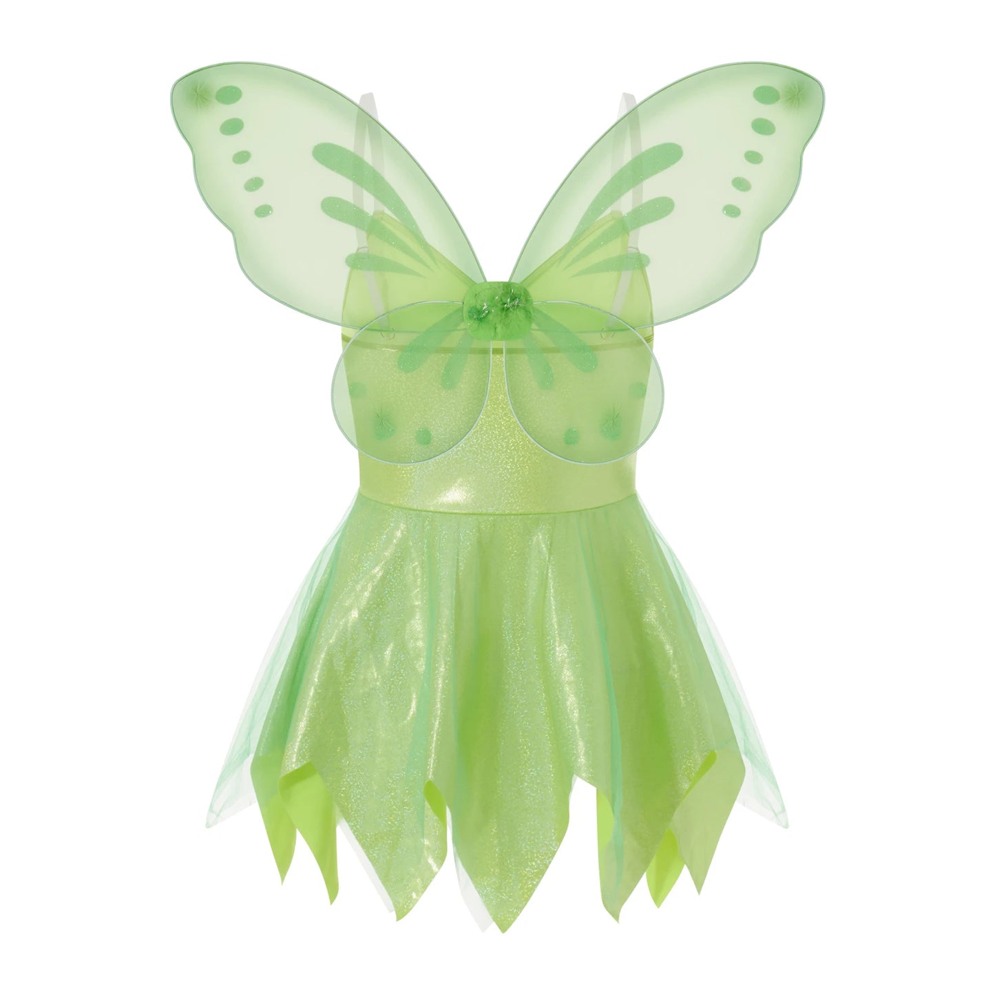 Holloween Women Slip Dress Sleeveless Mini Dress with Butterfly Wings Fairy Cosplay Costume