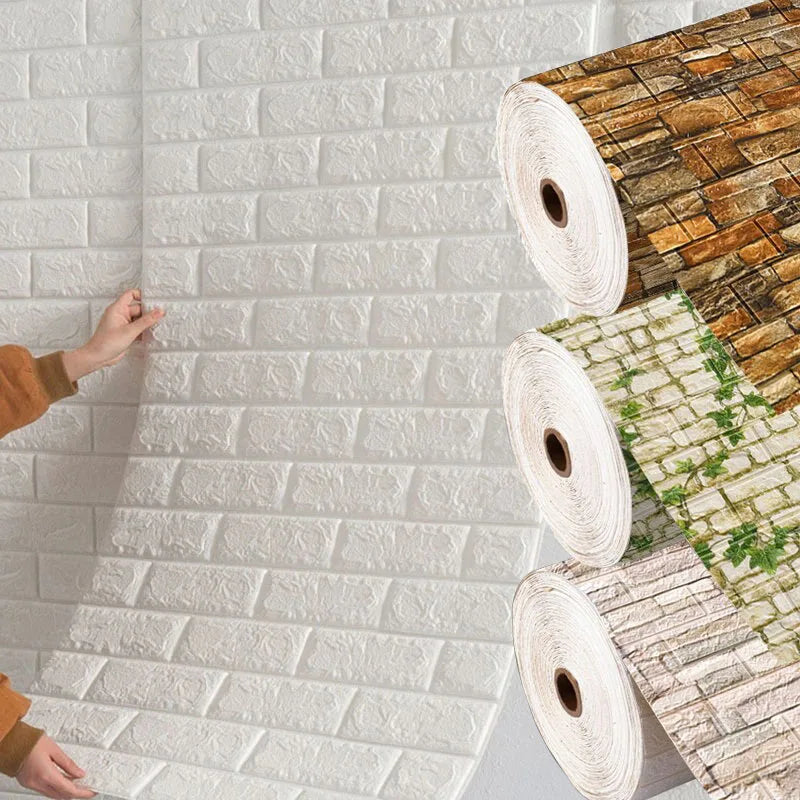 Home Decorations Classic Self-adhesive Wallpaper Brick Pattern Foam Waterproof Wall Stickers 3D 1pcs 70cmX1m DIY