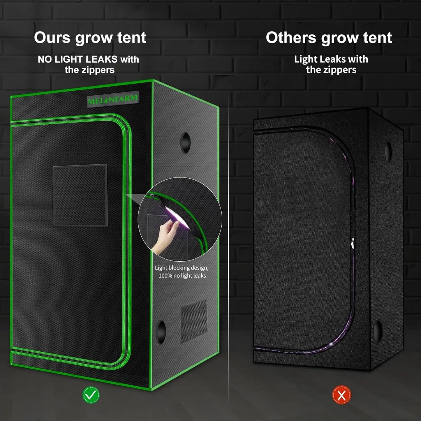 4x4 Grow Tent, 48"x48"x80'' High Reflective 600D Diamond Mylar Canvas with Observation Window & Floor Tray for Hydroponic Indoor