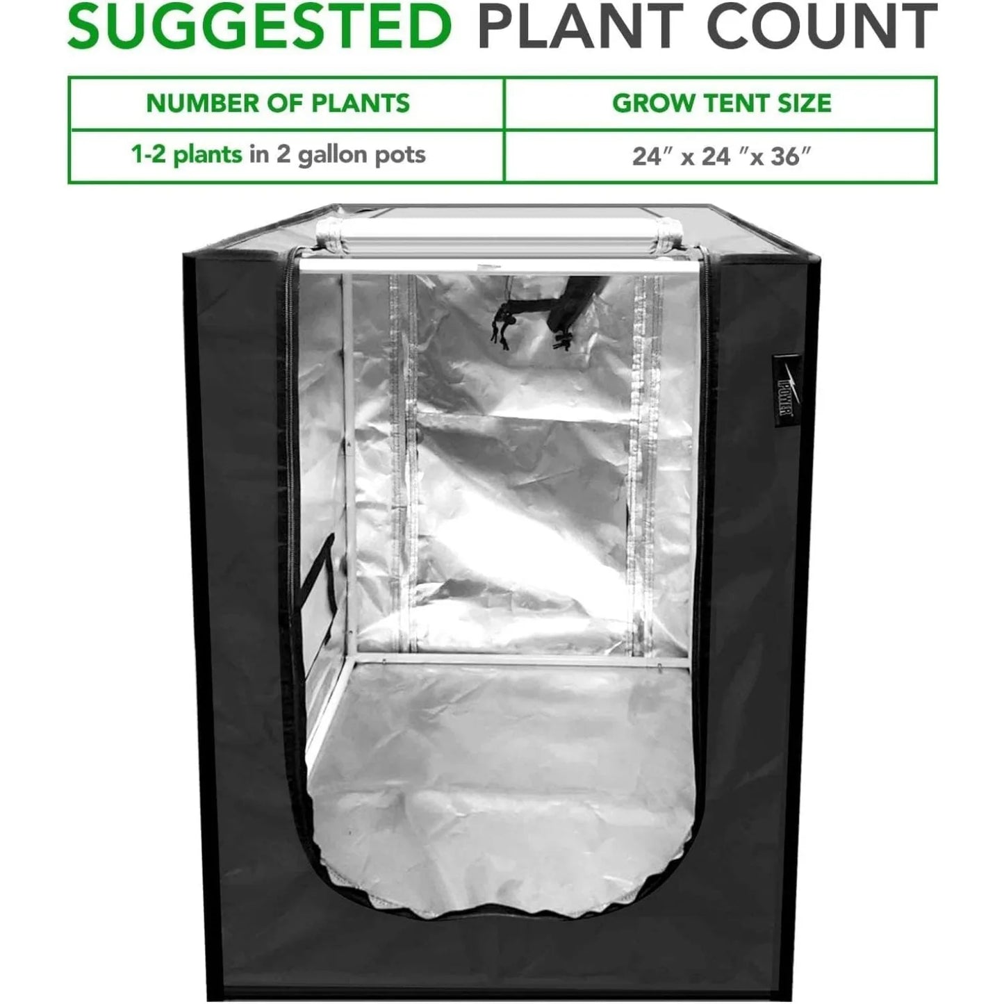 24"x24"x36" Grow Tent, High Reflective Mylar Grow Room with Observation Window and Removable Floor Tray