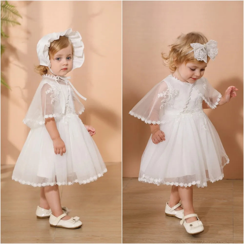 New Baby Christening Gowns Infant Baby Girl Baptism Wear Baby Girl Clothes Summer Dresses Baby Girl Wedding Dress Baby