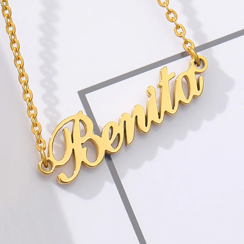 Custom Name Necklaces For Women Men Stainless Steel Customized Necklace Pendant Male Female Personalized Neck Chain Jewelry Gift