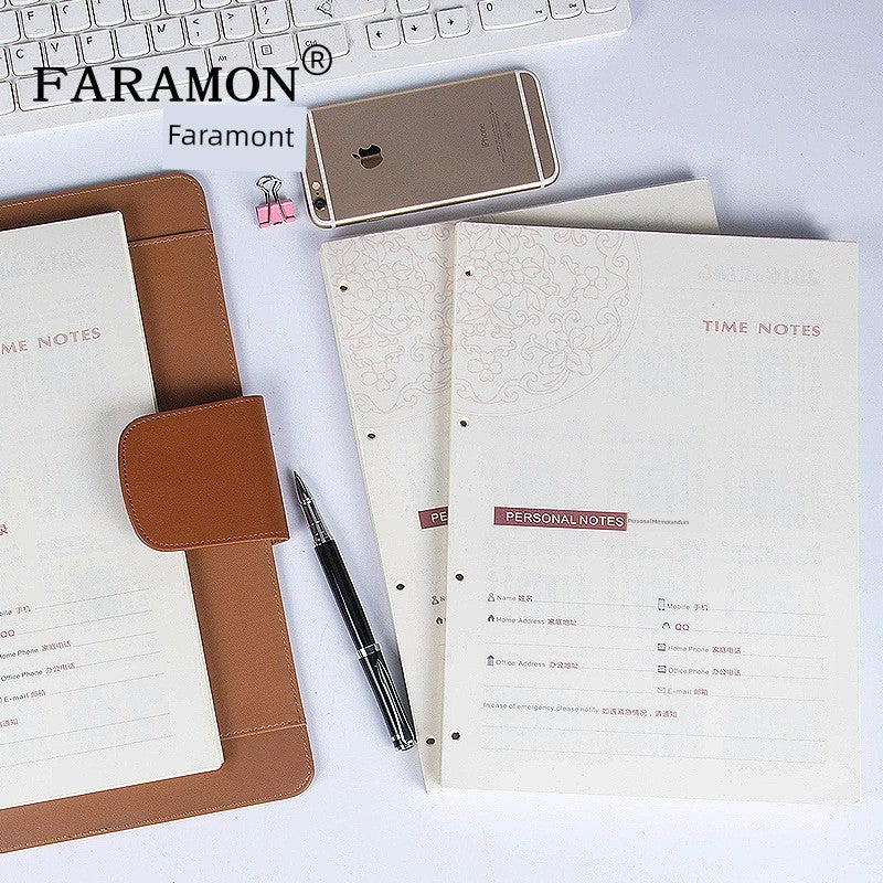 A5 Loose-Leaf Inner Core Notebook 2024 New Arrival 6-Hole Loose-Leaf Paper A4 Grid Noteboy B5 Removable Notepad A6 Horizontal Line Replacement 9-Hole Blank Grid Brown Packing Paper Notebook Refill