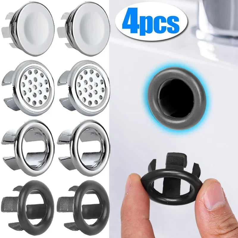 4/1Pcs Sink Overflow Ring Drain Cover Replacement Bathroom Kitchen Sink Wash Basin Trim Overflow Cover Hole Insert Round Caps