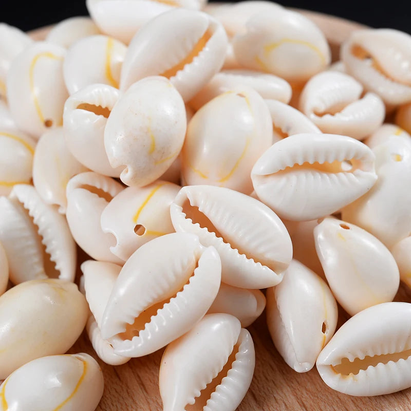 Natural White Oval Shell Beads with Holes Cowrie Conch Handmade Loose Spacer Beads for Jewelry Making Bracelet Necklace Findings