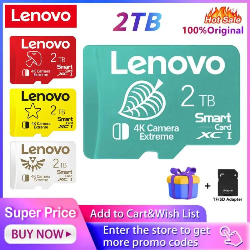 Original Lenovo Memory Card 128GB 2TB High Speed Micro TF SD Card 512GB SD Card V30 U3 TF Card For Nintendo Switch Tablet Ps4