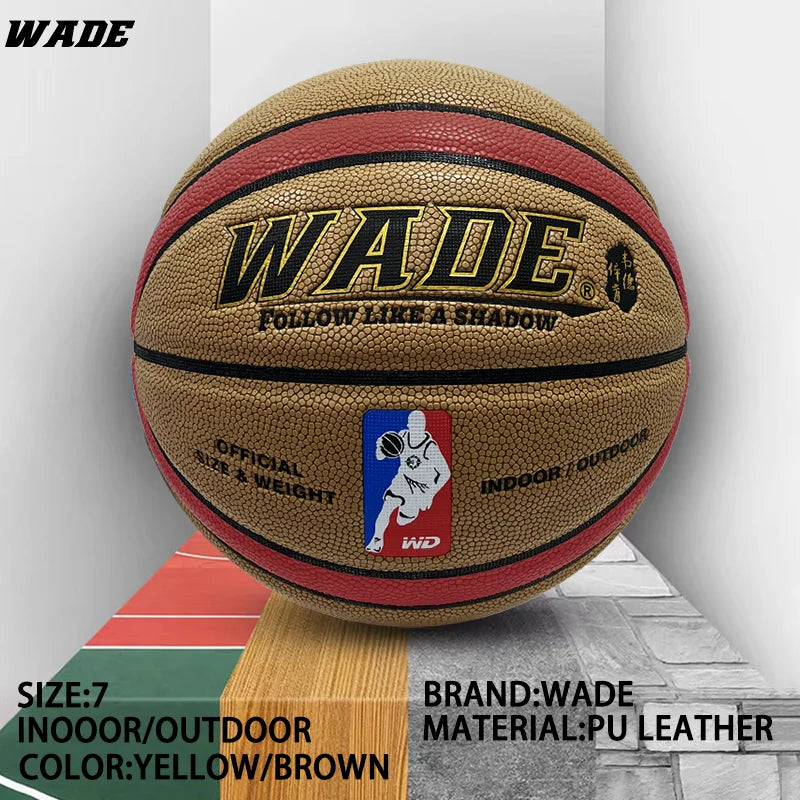 WADE Legal Original Indoor/Outdoor PU Leather Ball for School Basketball Ball Size 7 Adult Bola With Free Pump/Pin/Net/Bag