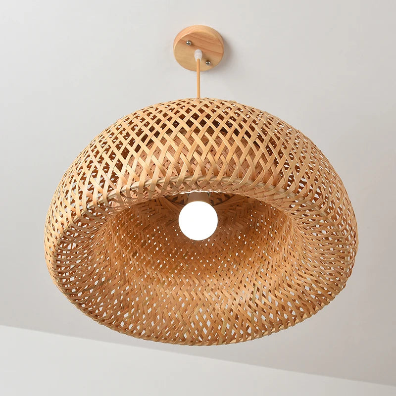 Rattan Pendant Lights Bamboo Lantern Pendant Lamp Hand-Woven Bamboo Lampshades E27 Lighting Fixtures Dining Living Room Decor