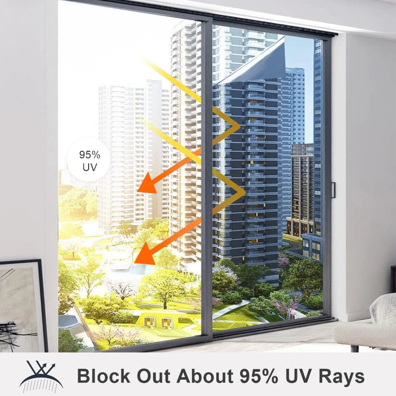 Window Privacy Film One Way Daytime Privacy Static Cling Sun Blocking Anti UV Reflective Mirror Window Tint for Home and Office