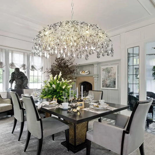 Modern Chrome Crystal Chandeliers For Dining Room Kitchen Table Bedroom Living Room Silver Crystal Ceiling Chandelier Lighting