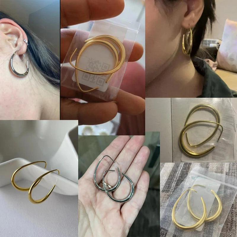 Hot Sale Geometric Oval Hoop Earrings for Women Simple Desgin Earrings Party Wedding Fashion Jewelry Accessories 2023