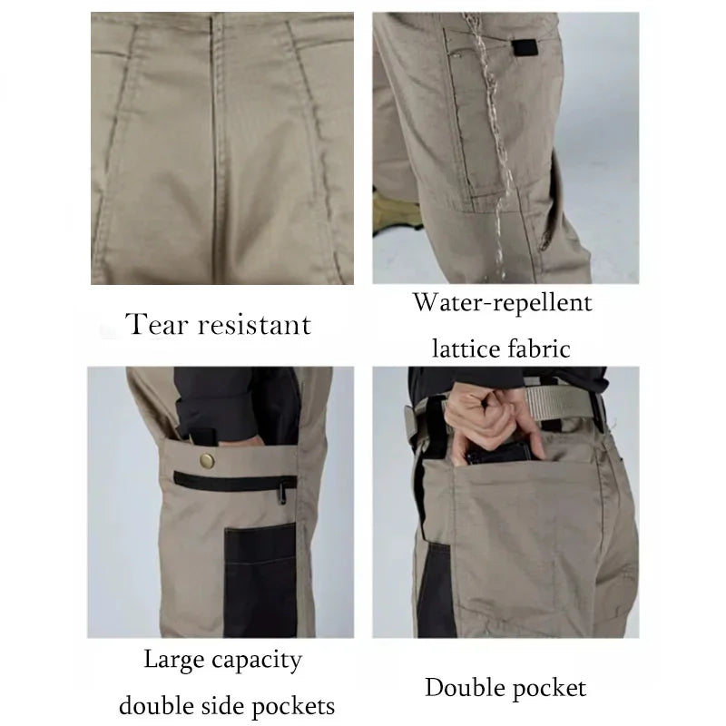 Men's Cargo Pants Multi Pockets Work Trousers Casual Tactical Pants Male Outwear Straight Autumn Winter Wear-resisting Trousers