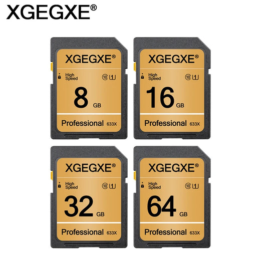 XGEGXE SD Card 32GB Class 10 High Speed 633x Video Card 4GB 8GB 16GB UHS-1 Professinonal Flash Memory Card for Camera Laptop