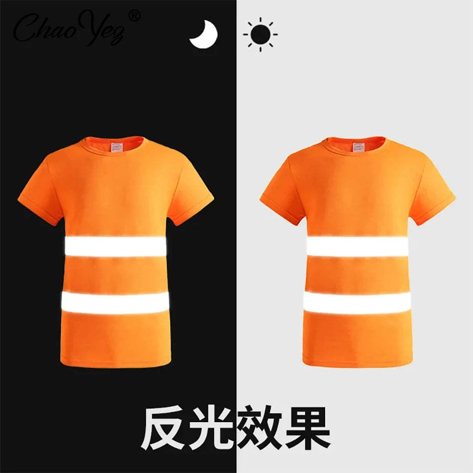 DIY Logo Fluorescent High Visibility Shirts Reflective Safety t-Shirt Long Sleeve Men Shirt Quick Dry Construction Work Wear