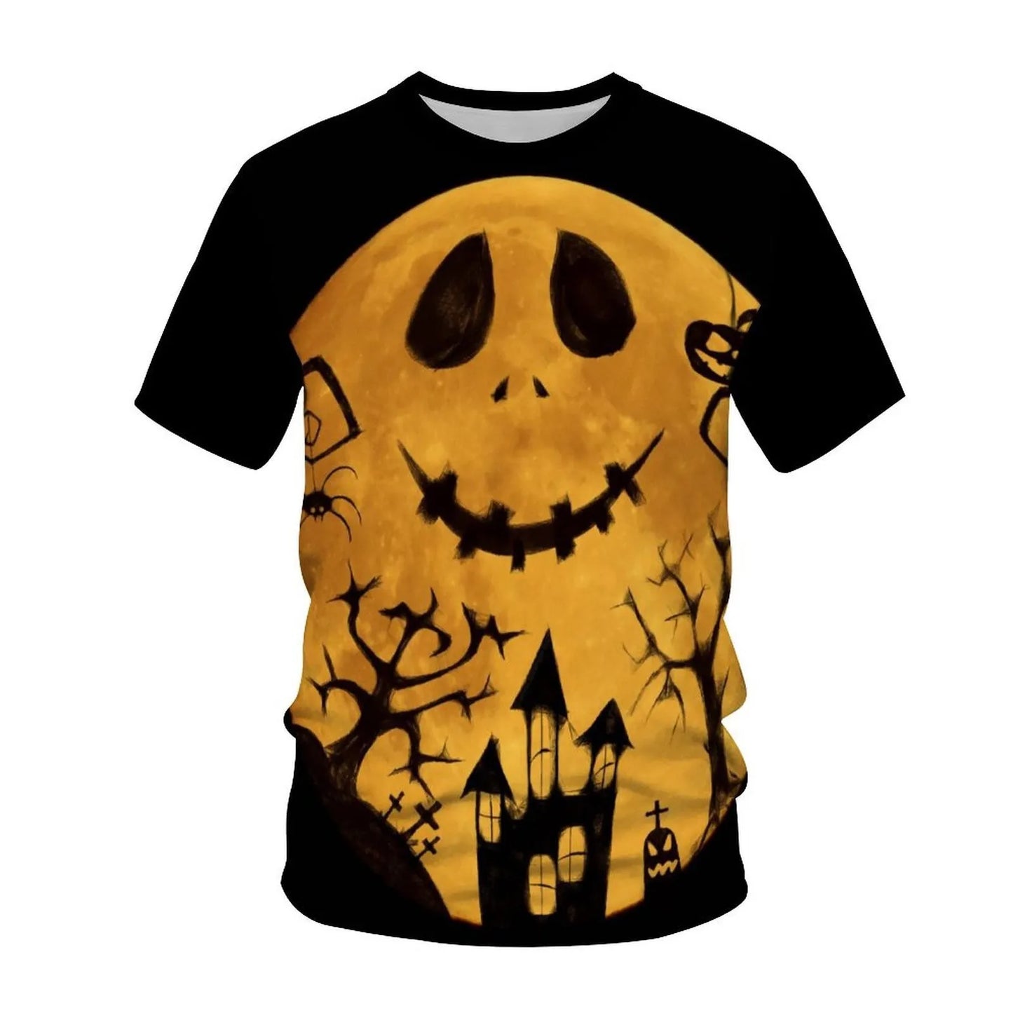 Causual American Style High Quality Men Holloween Cosplay Clothing Pumpkin Printing Adult Holloween Party Sweat Absorb T-shirt