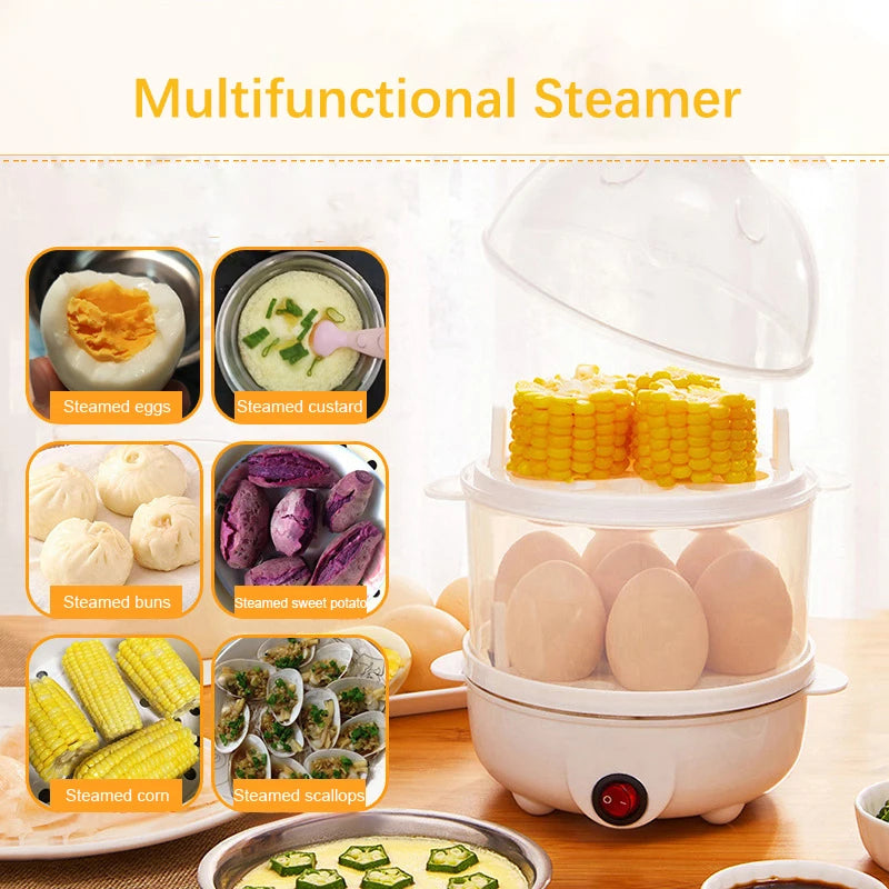 Electric Egg Cooker Multifunction Double Layers Egg Boiler Corn Milk Rapid Breakfast Cooking Egg Steamer Appliances Kitchen