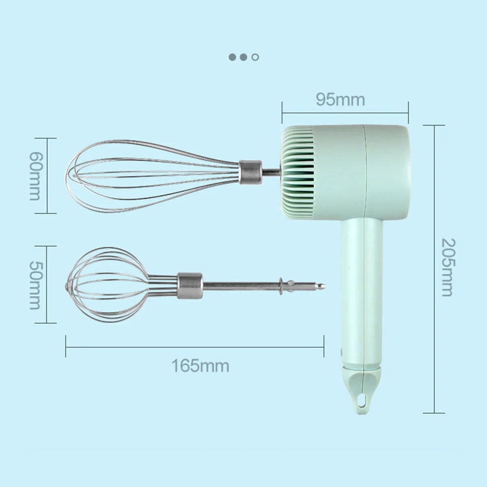 USB Electric Food Mixer Wireless Hand Blender Portable Garlic Crusher 3 Speeds Dough Cream Egg Beater Baking Masher Kitchen Tool