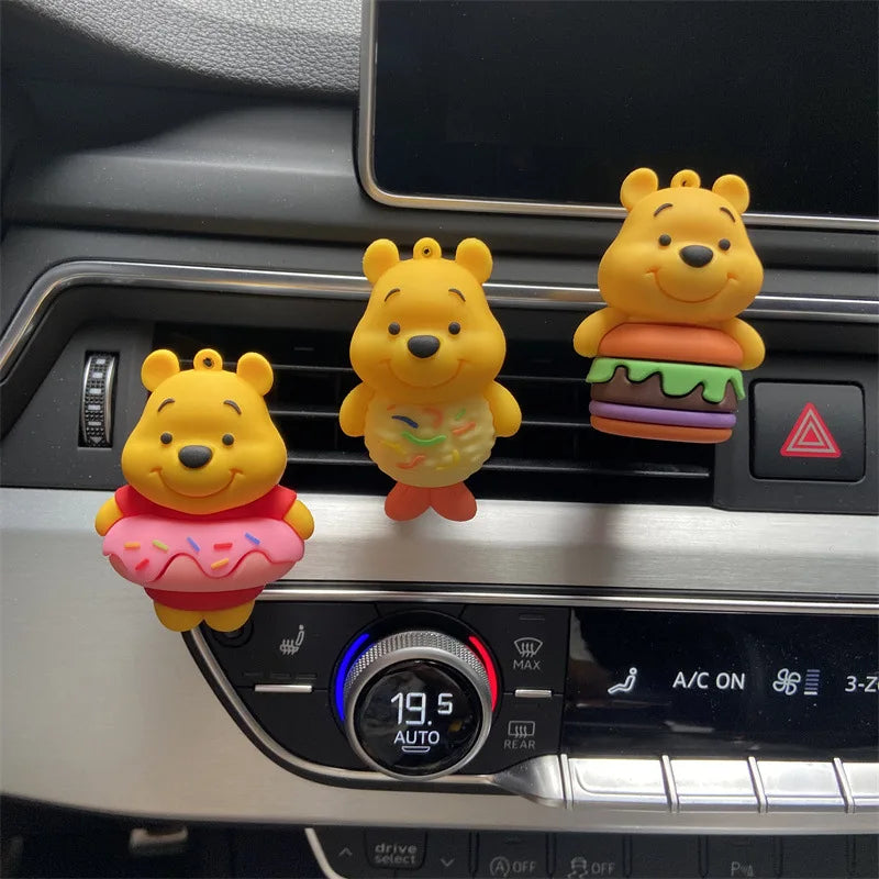 Cute Car Air Outlet Clip Anime sweetmeats Pooh Bear Fragrance Decor Kawaii Funny Ornaments Auto Aromatherapy Accessories Voiture