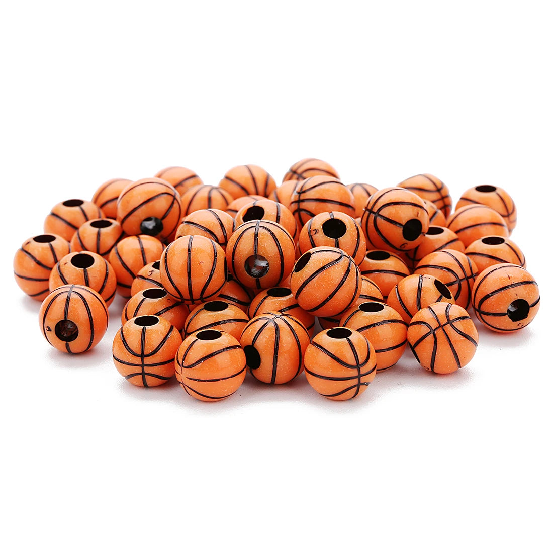 Wholesale  Acrylic Football Beads Basketball Soccer Ball Charms Round Loose Beads With Hole Bracelets Jewelry Making Supplies